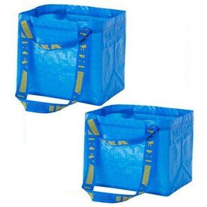 2 Ikea Brattby Frakta Small Blue Tote Bag Lunch